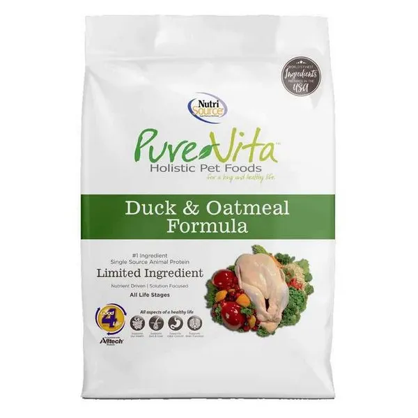 5 Lb Nutrisource Purevita  Duck & Oatmeal Dog Food - Treat